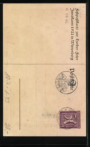 AK Wittenberg, Festpostkarte zur Luther-Feier 1922, Ganzsache