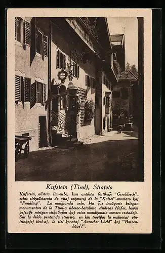 AK Kufstein, Strateto, Infotext in Esperanto, Ganzsache