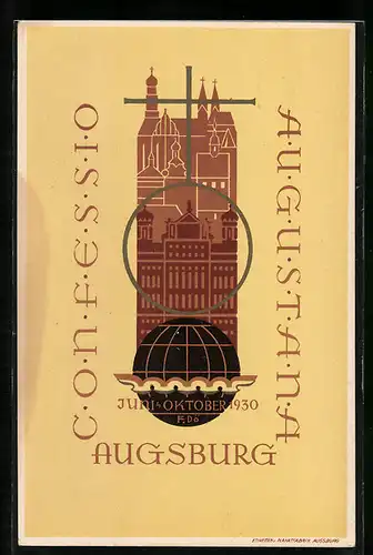 AK Augsburg, Confessio Augustana 1930, Ganzsache