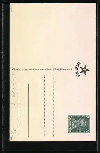 AK Berlin, Krögel-Hof, Beschreibung in Esperanto, Ganzsache