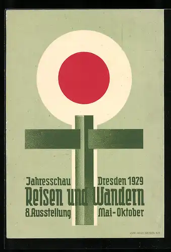 AK Dresden, Jahresschau Reisen und Wandern, 8. Ausstellung 1929, Ganzsache