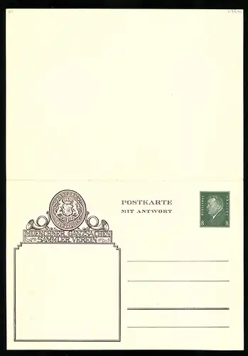 Klapp-AK Münchner Ganzsachen-Sammler-Verein, Wappen, Ganzsache 8 Pf.