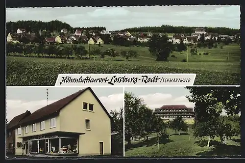 AK Lossburg-Rodt /Schwarzwald, Bäckerei-Lebensmittelhandlung Fr. Beck, Panorama