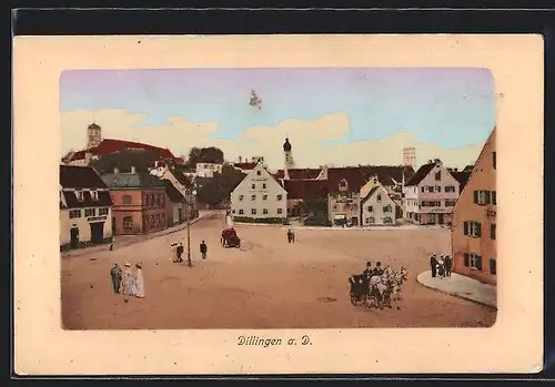 AK Dillingen a. D., Marktplatz und Kirche