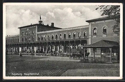 AK Augsburg, Blick auf den Hauptnbahnhof