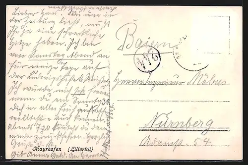 AK Mayrhofen /Zillertal, Teilansicht mit Bergen