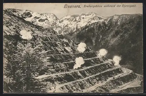 AK Eisenerz, Erzbergabbau während der Sprengzeit