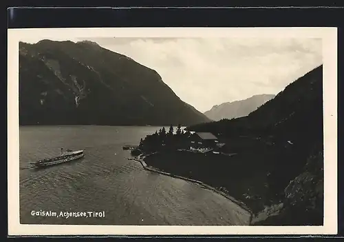 AK Achensee, Gais Alm mit Bergen, Dampfer