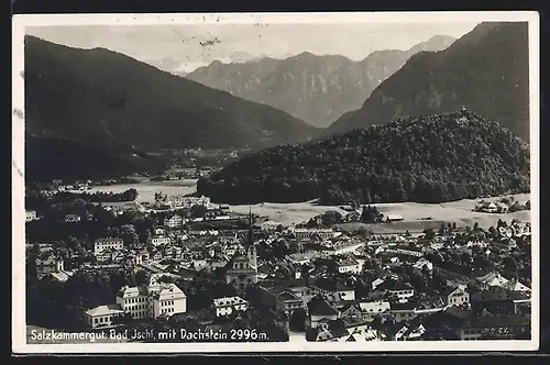 AK Bad Ischl, Salzkammergut, Teilansicht mit Dachstein