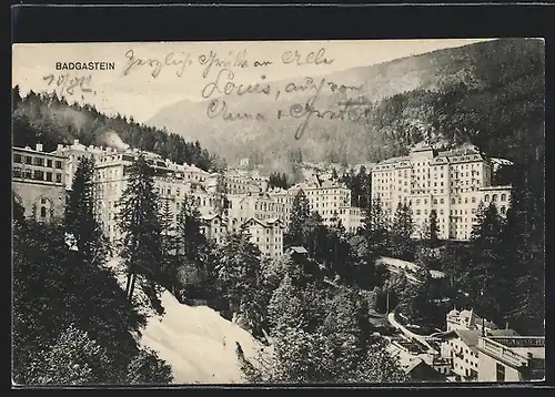 AK Badgastein, Ortspartie im Schnee