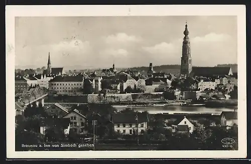 AK Braunau a. Inn, Ortsansicht v. Simbach aus