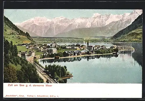 AK Zell am See, Totalansicht mit Steinernen Meer