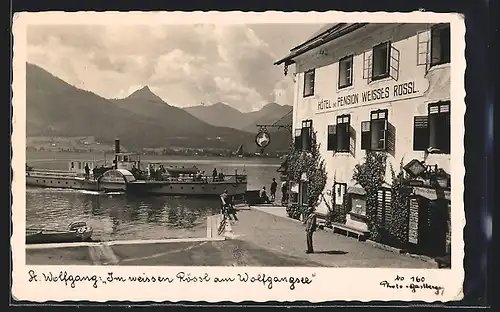 AK St. Wolfgang, Hotel Pension Weisses Rössl am Wolfgangsee, Dampfer Kaiser Franz Joseph