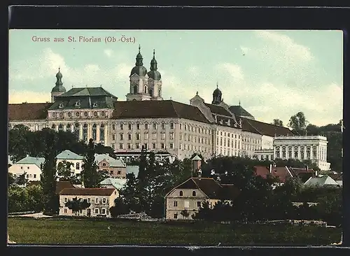 AK St. Florian, Teilansicht mit Kloster