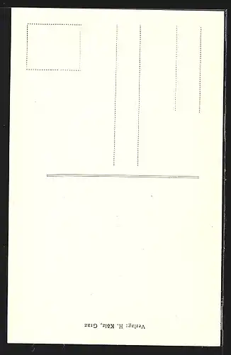 Künstler-AK Graz, Teilansicht, Flusspartie, Fische