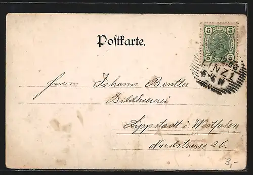 AK Linz a. D., Teilansicht mit Dom im Winter