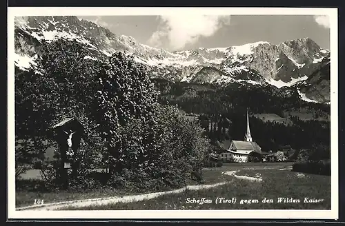 AK Scheffau, Weg zum Ort gegen den Wilden Kaiser