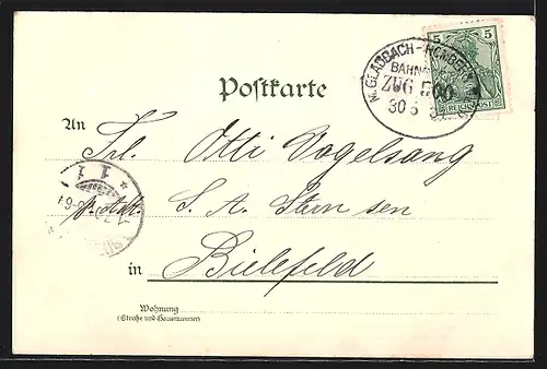 Lithographie Homberg, Rheinbrücke Ruhrort