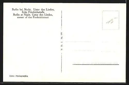 AK Berlin, Unter den Linden, Ecke Friedrichstrasse bei Nacht
