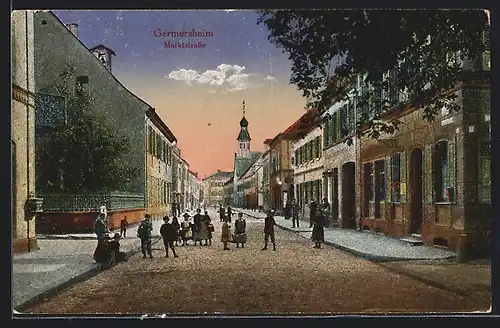 AK Germersheim, Marktstrasse mit Kindern