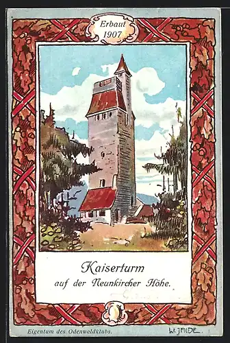 Künstler-AK Gadernheim, Neunkircher Höhe, Der Kaiserturm