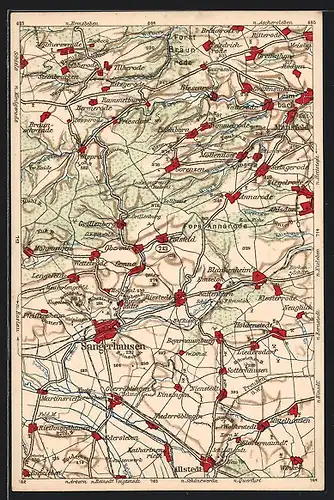 AK Sangerhausen, Wona-Karte der Stadt Sangerhausen und Umgebung