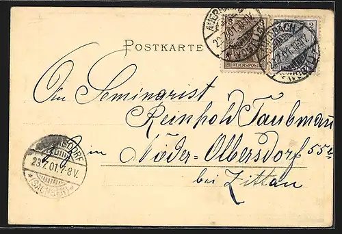 Passepartout-AK Lengenfeld i. V., VII. Vogtländisches Sängerbundesfest 1901, Froschchor, Gesamtansicht, Lyra