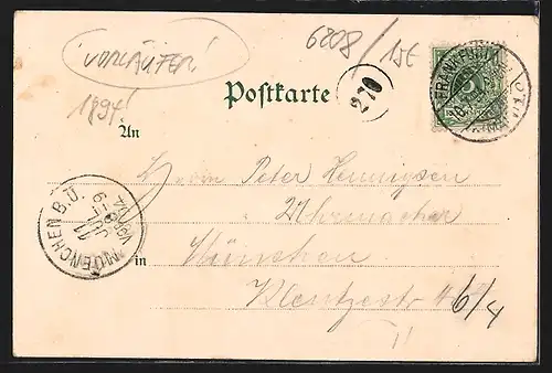 Vorläufer-Lithographie Bad Schwalbach, 1894, Kurhaus, Stahlbrunnen, Weinbrunnen