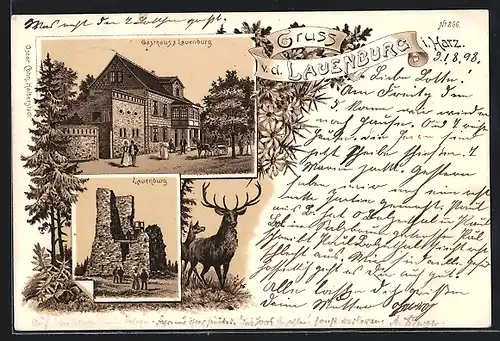 Lithographie Lauenburg, Gasthaus z. Lauenburg, An der Lauenburg