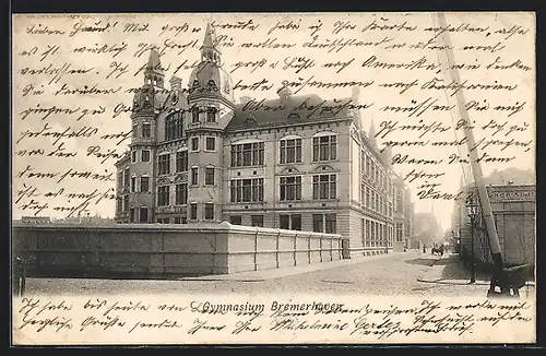 AK Bremerhaven, Gymnasium mit Strassenpartie