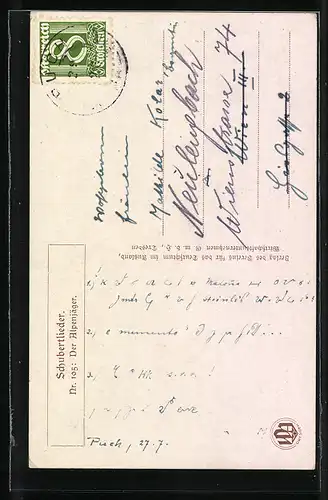 Künstler-AK sign. A. Welzl: Schubertlieder, Der Alpenjäger