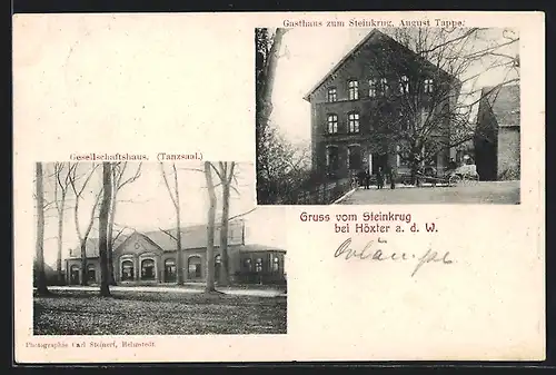 AK Höxter a. d. W., Gasthaus zum Steinkrug August Trappe, Gesellschaftshaus Tanzsaal