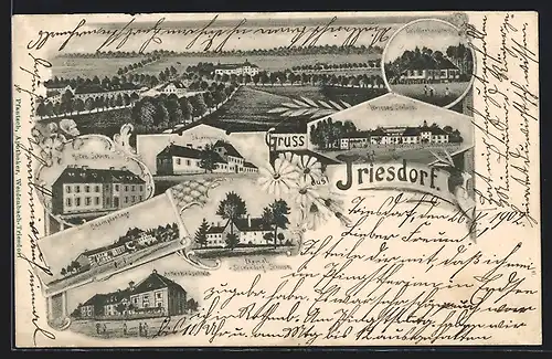 Lithographie Triesdorf, Jägerhaus, Rotes Schloss, Ackerbauschule