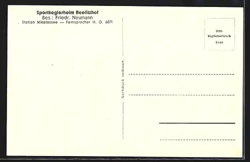 AK Berlin-Wannsee, Sportkeglerheim Beelitzhof