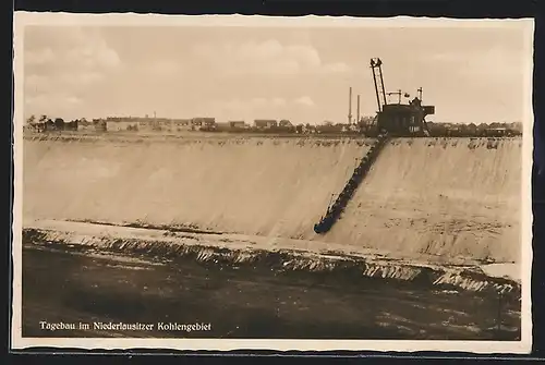 AK Senftenberg /Niederlausitz, Tagebau, Kohlebergbau