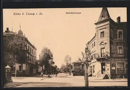 AK Kötitz b. Coswig i. Sa., Blick auf die Bahnhofstrasse