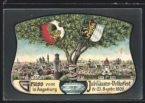 Künstler-AK Augsburg, Jubiläums-Volksfest 1906