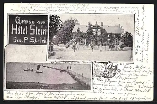 AK Laboe, Hotel Stein von P. Stelck, Bootssteg