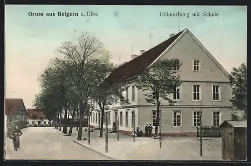 AK Belgern a. Elbe, Döhnerberg mit Schule