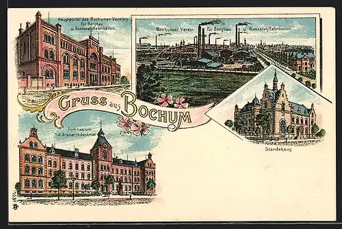 Lithographie Bochum, Bochumer Verein für Bergbau und Gussstahlfabrikation, Hauptportal, Ständehaus