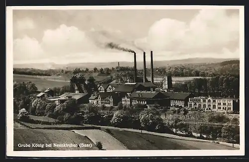 AK Neunkirchen /Saar, Grube König mit Umgebung aus der Vogelschau