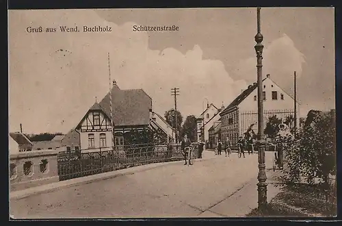 AK Wendisch Buchholz, Radfahrer auf der Schützenstrasse