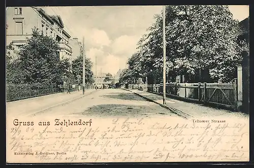 AK Berlin-Zehlendorf, Teltower Strasse im Sonnenschein