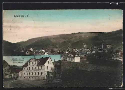 AK Lorsbach i. T., Hotel-Restaurant Nassauer Schweiz, Ortsansicht