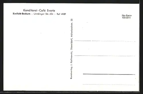 AK Krefeld-Bockum, Konditorei-Cafe Evertz, Uerdinger Strasse 634