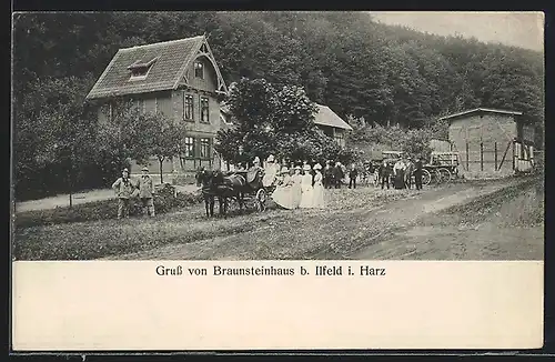 AK Ilfeld i. Harz, Gruss aus dem Gasthof Braunsteinhaus