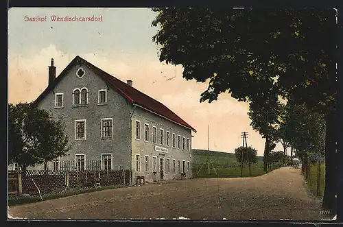 AK Wendischcarsdorf, Strassenpartie am Gasthof Wendischcarsdorf