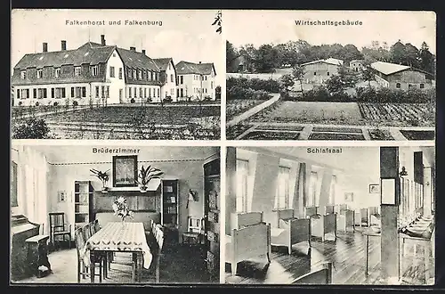 AK Rickling, Falkenhorst, Wirtschaftsgebäude, Schlafsaal, Falkenburg