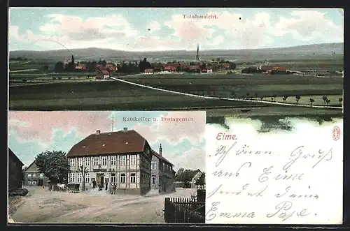 AK Eime, Ratskeller u. Postagentur, Ortsansicht