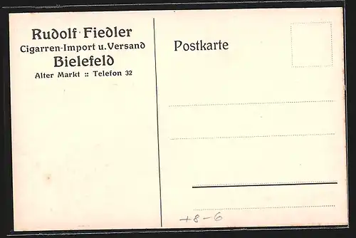 AK Bielefeld, Cigarren-Import und Versand Rudolf Fiedler, Alter Markt, Innenansicht